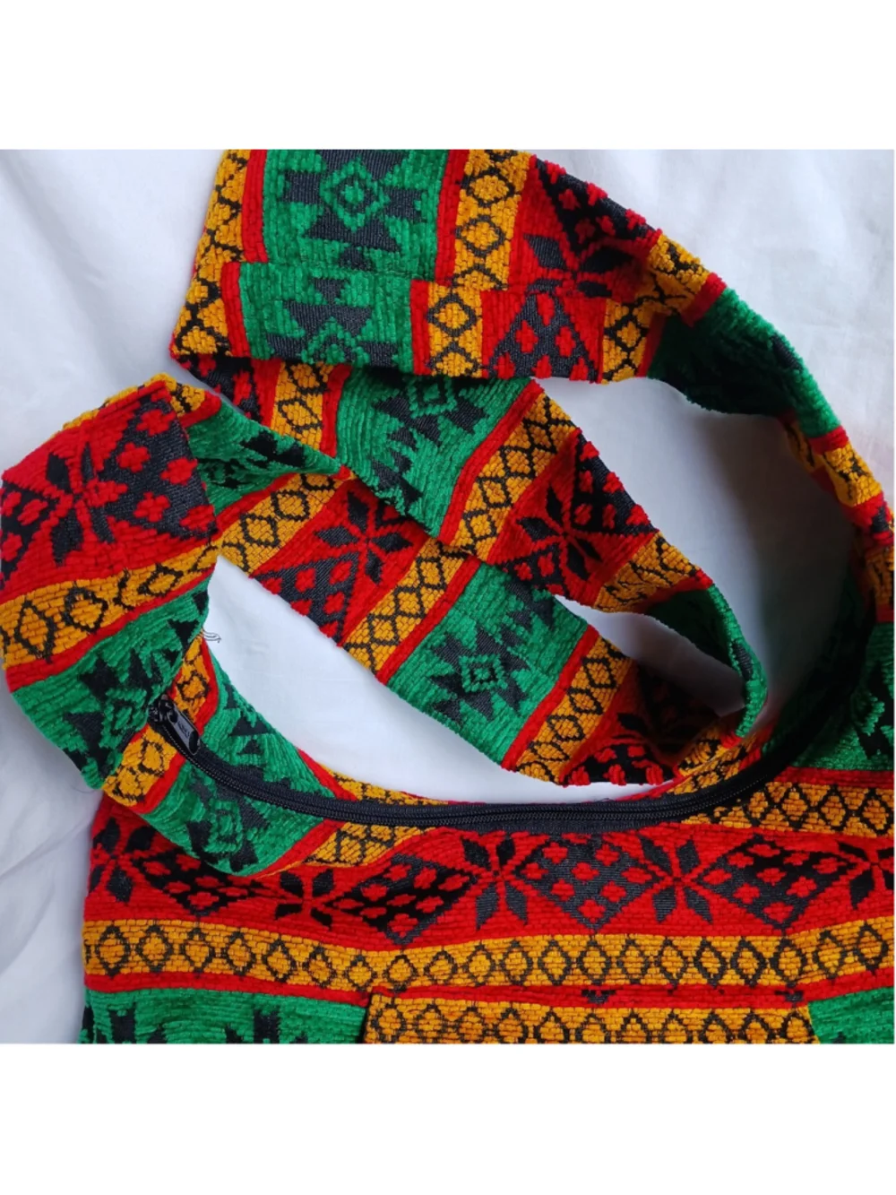 VTG Rasta Jamaican beach bag Shoulder Messenger Bag Woven Spacious Lined Zip